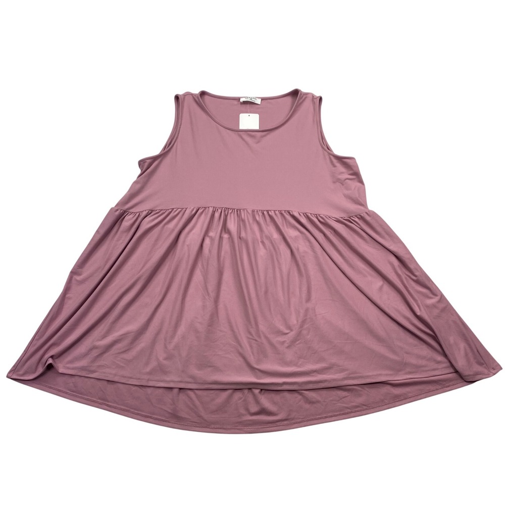 Zenana Babydoll Top Womens 2X Mauve Sleeveless Empire Waist PT-3145X New